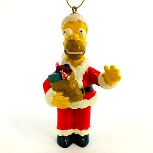 2003 Collectible Homer Simpson as Santa Holiday Christmas Tree Ornament